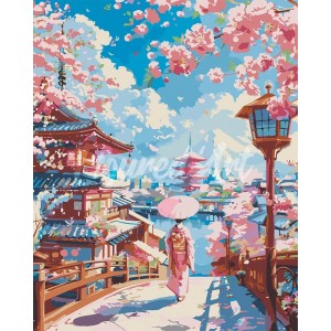 Ζωγραφική με αριθμούς Sakura Street in Kyoto 40x50cm