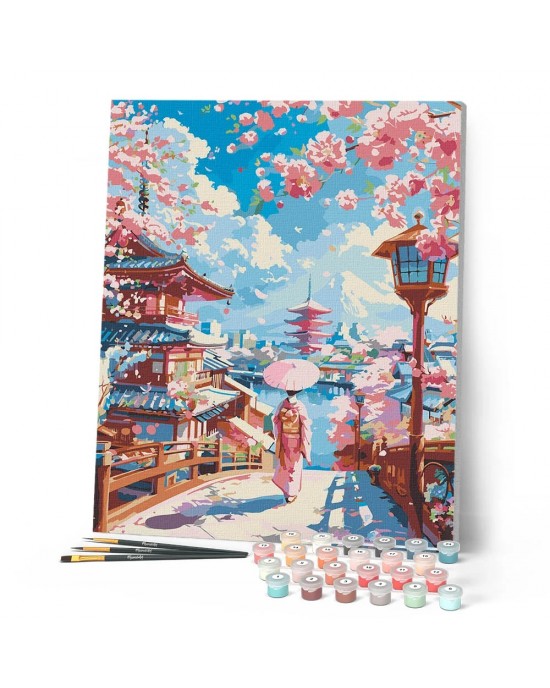 Ζωγραφική με αριθμούς Sakura Street in Kyoto 40x50cm