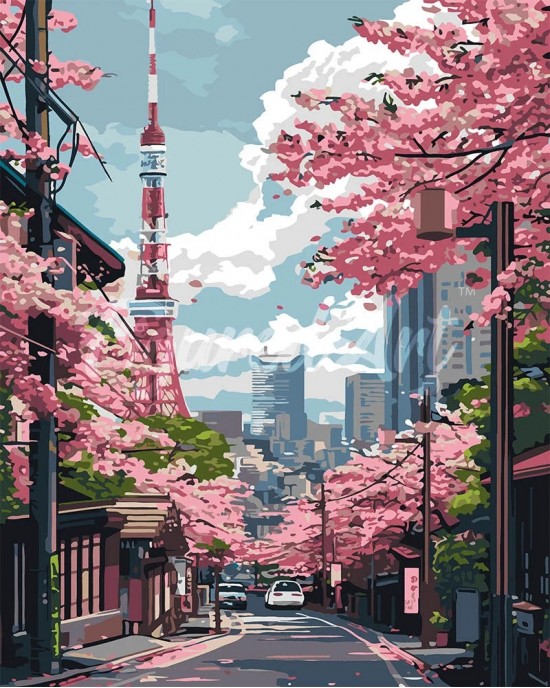 Ζωγραφική με αριθμούς Tokyo Sakura Street 40x50cm