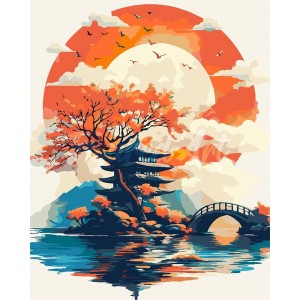 Ζωγραφική με αριθμούς Pagoda Under the Rising Sun 40x50cm