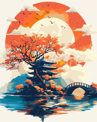Ζωγραφική με αριθμούς Pagoda Under the Rising Sun 40x50cm