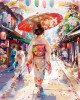 Ζωγραφική με αριθμούς Yukata Girl on Festive Street 40x50cm