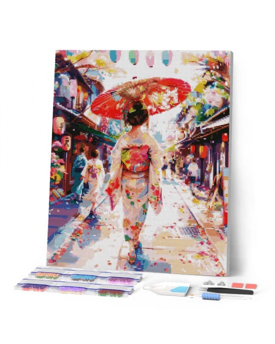 Ζωγραφική με αριθμούς Yukata Girl on Festive Street 40x50cm