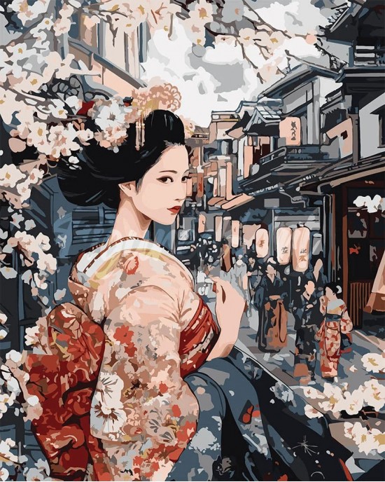 Ζωγραφική με αριθμούς Geisha in Vintage Street 40x50cm