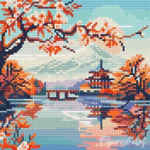 Διαμάντια Lake and Mount Fuji 25x25cm
