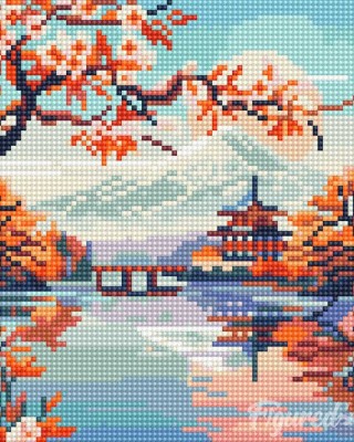 Διαμάντια Lake and Mount Fuji 25x25cm