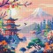 Διαμάντια Pagoda and Mount Fuji 25x25cm