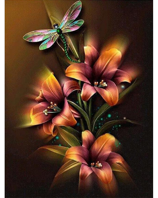Διαμάντια Lily and Dragonfly 40x50cm