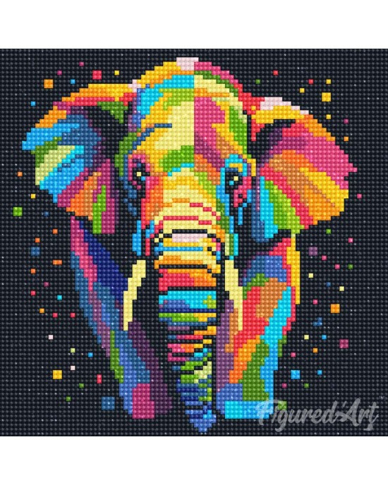 Διαμάντια Elephant Abstract Pop Art 25x25cm