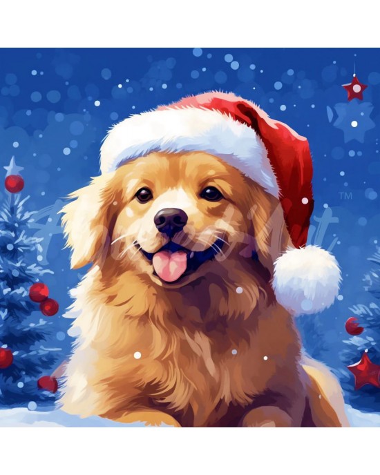 Διαμάντια Playful Dog in Snowy Christmas 25x25cm