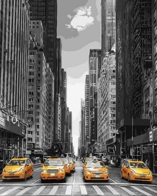 Ζωγραφική με αριθμούς Modern City and Yellow Taxis 40x50cm