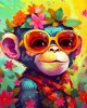 Διαμάντια Fantasy Monkey and Flowers 25x25cm