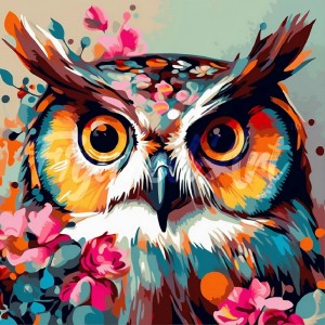 Διαμάντια Fantasy Owl with Flowers 25x25cm
