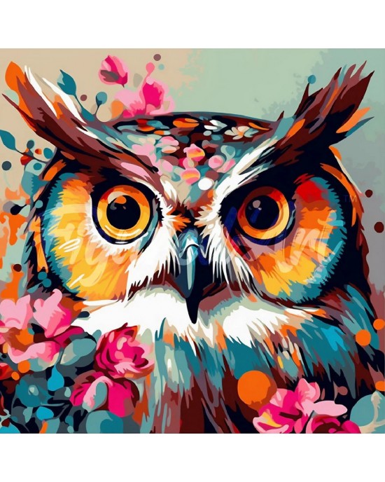 Διαμάντια Fantasy Owl with Flowers 25x25cm