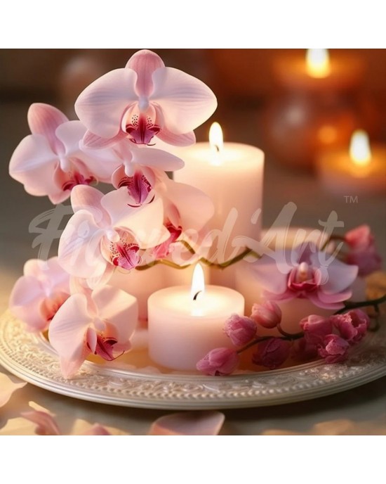 Διαμάντια Orchids and Candles 25x25cm