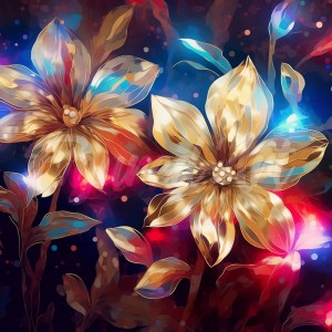 Διαμάντια Shine Golden Flowers 25x25cm