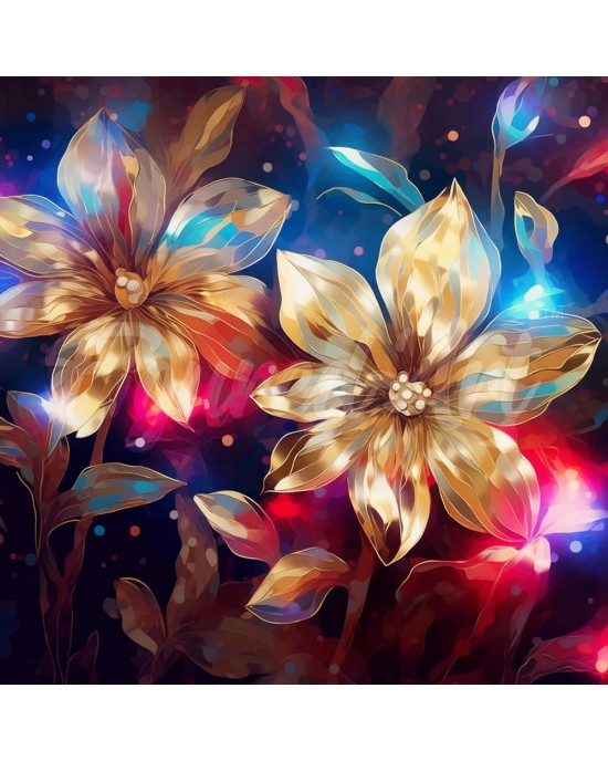 Διαμάντια Shine Golden Flowers 25x25cm