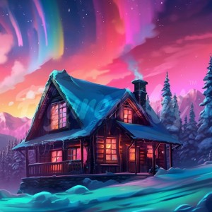 Διαμάντια House under Aurora Sky 25x25cm