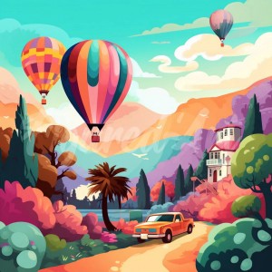 Διαμάντια Balloons Over the Valley 25x25cm
