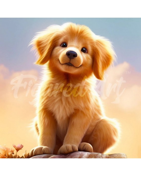 Διαμάντια Cute Golden Retriever Pup 25x25cm