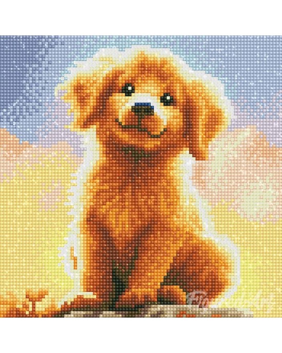 Διαμάντια Cute Golden Retriever Pup 25x25cm