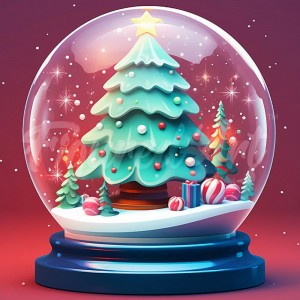 Διαμάντια Christmas Tree in Snow Globe 25x25cm