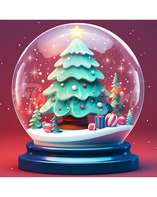 Διαμάντια Christmas Tree in Snow Globe 25x25cm