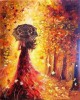 Ζωγραφική με αριθμούς Autumn Forest and Woman with an Umbrella 40x50cm