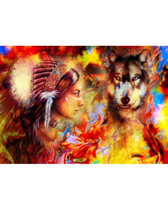 1500 κομμάτια THE INDIAN WOMAN AND THE WOLF