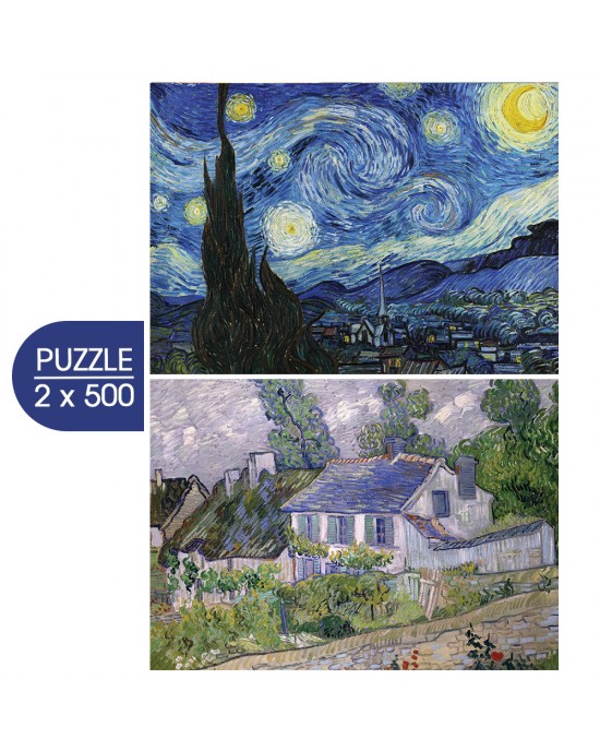 2x500 ΚΟΜΜΑΤΙΑ VAN GOGH'S ART: STARRY NIGHT, 1889 - HOUSES AT AUVERS, 1890 
