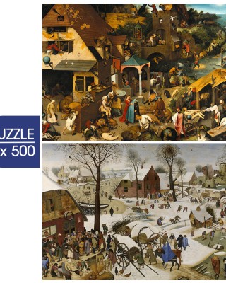 2x500 ΚΟΜΜΑΤΙΑ THE ART OF PETER BRUEGHEL: FLEMISH PROVERBS - THE ENUMERATION OF BETHLEHEM