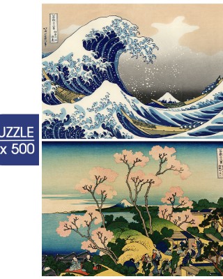 2x500 ΚΟΜΜΑΤΙΑ THE ART OF HOKUSAI: THE GREAT WAVE OF KANAGAWA - SHINEGAWA ON TOKAIDO 