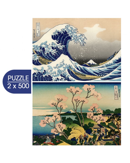 2x500 ΚΟΜΜΑΤΙΑ THE ART OF HOKUSAI: THE GREAT WAVE OF KANAGAWA - SHINEGAWA ON TOKAIDO 