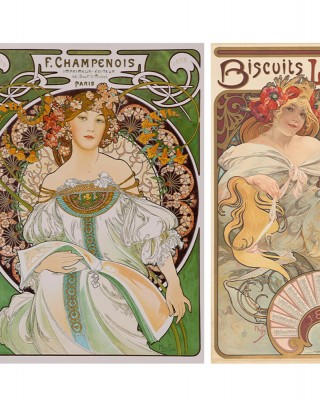 2x500 ΚΟΜΜΑΤΙΑ THE ART OF MUCHA: REVERIE (1898) – LEFEVRE - UTILE BISCUITS (1896)