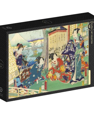 1000 κομμάτια UTAGAWA KUNICHIKE - PRINCE GENJI VISITING A RESIDENCE OVERLOOKIN MOUNT FUJI