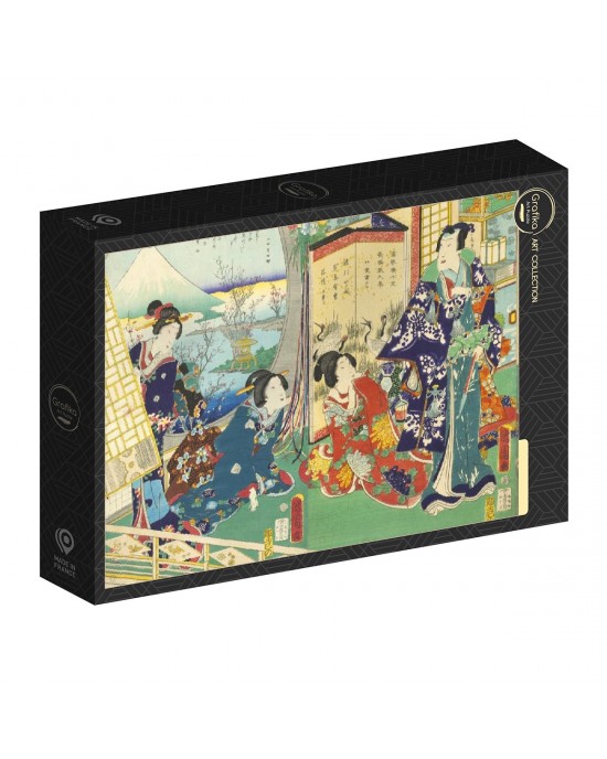 1000 κομμάτια UTAGAWA KUNICHIKE - PRINCE GENJI VISITING A RESIDENCE OVERLOOKIN MOUNT FUJI