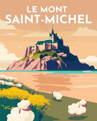 Ζωγραφική με αριθμούς Travel Poster Mont Saint-Michel 40x50cm