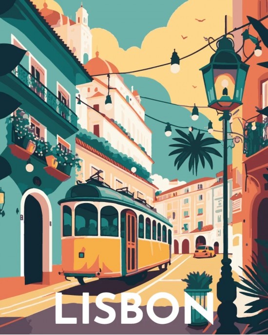 Ζωγραφική με αριθμούς Travel Poster Lisbon 40x50cm