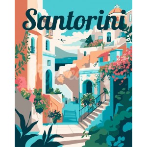 Ζωγραφική με αριθμούς Travel Poster Santorini in Bloom 40x50cm