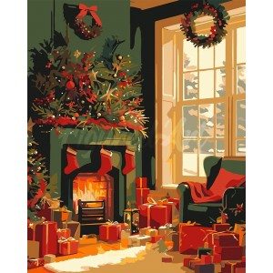 Ζωγραφική με αριθμούς Festive Fireplace Scene 40x50cm
