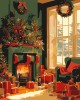 Ζωγραφική με αριθμούς Festive Fireplace Scene 40x50cm