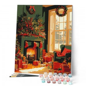 Ζωγραφική με αριθμούς Festive Fireplace Scene 40x50cm