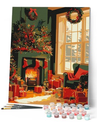 Ζωγραφική με αριθμούς Festive Fireplace Scene 40x50cm