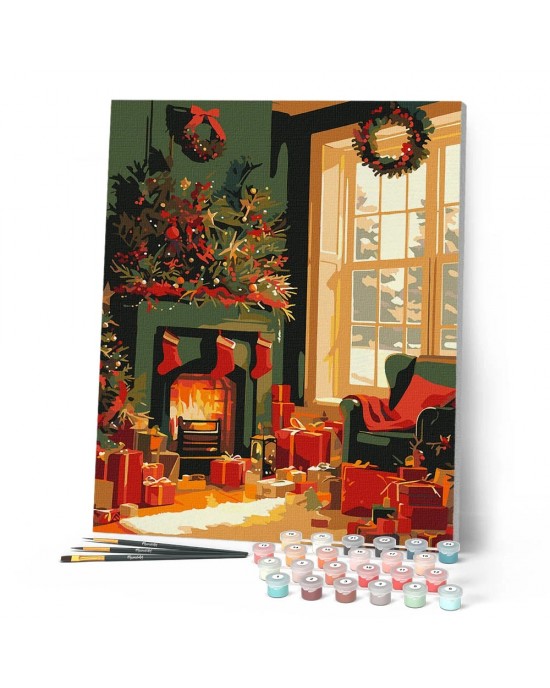 Ζωγραφική με αριθμούς Festive Fireplace Scene 40x50cm