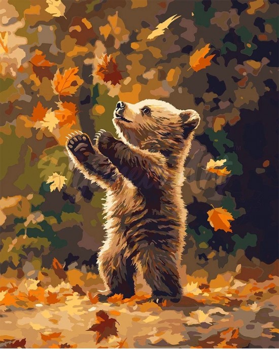 Ζωγραφική με αριθμούς Bear and Falling Leaves 40x50cm