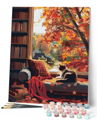 Ζωγραφική με αριθμούς Cat's Autumn View 40x50cm