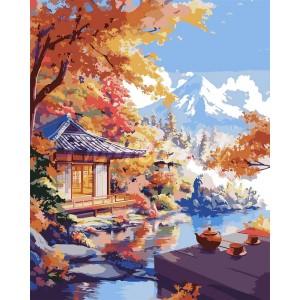 Ζωγραφική με αριθμούς Autumn Tea House by the Lake 40x50cm