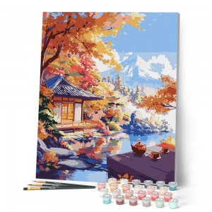 Ζωγραφική με αριθμούς Autumn Tea House by the Lake 40x50cm