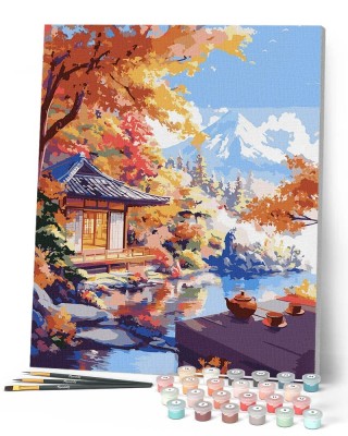 Ζωγραφική με αριθμούς Autumn Tea House by the Lake 40x50cm