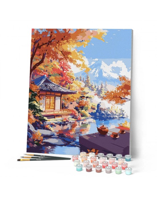 Ζωγραφική με αριθμούς Autumn Tea House by the Lake 40x50cm